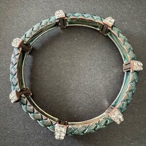 Stretch Green and Crystal Bracelet